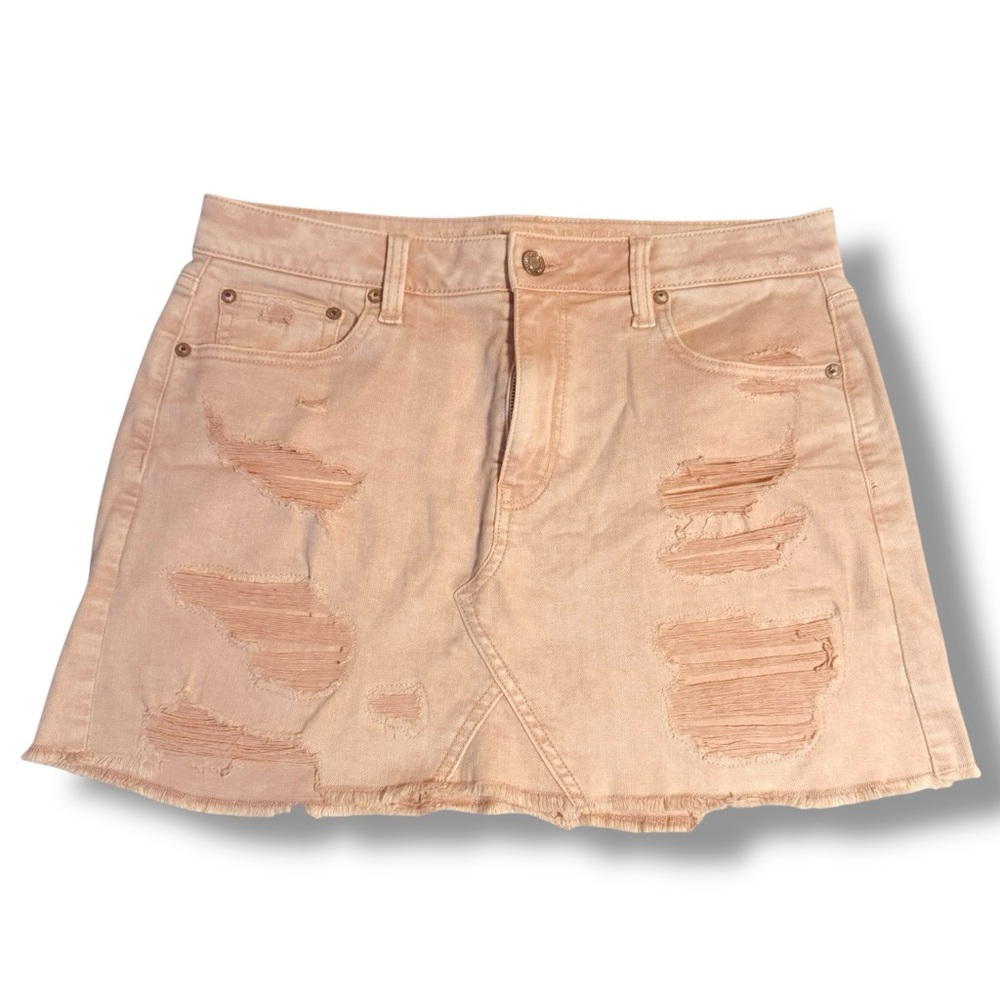 American Eagle Outfitters Light Pink Distressed Mini Skirt